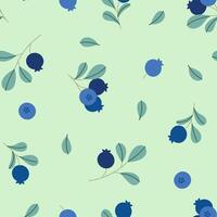 Simple seamless pattern with blueberry branches. Vector graphics.