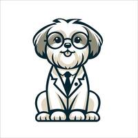 AI generated Shih Tzu Dog Doctor sitting and looking up illustration vector