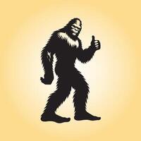 AI generated bigfoot thumbs-up silhouette vector illustration