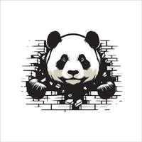 AI generated Giant panda looking breaks through a breakthrough wall Vector