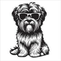 AI generated Tibetan Terrier Dog wearing sunglasses illustration vector