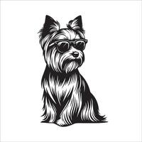 AI generated Silky Terrier Dog wearing sunglasses illustration vector