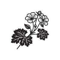 AI generated Geranium flower silhouette black and white illustration vector