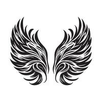 AI generated Angel wing silhouette illustration in black and white vector