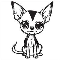 AI generated Chihuahua Dog is a sitting vector illustration in black and white