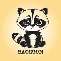 AI generated Raccoon Cartoon is a sitting vector illustration in black and white