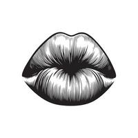 AI generated a black and white drawing of puckering lips illustration vector