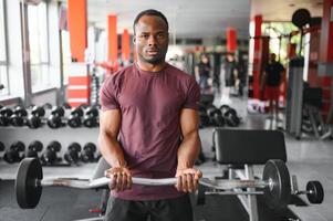 Portrait of male African American athlete on training photo