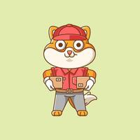 linda shiba inu perro mensajero paquete entrega animal chibi personaje mascota icono plano línea Arte estilo ilustración concepto dibujos animados vector