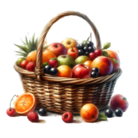 ai generado un cesta desbordante con Fresco frutas png