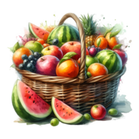 ai generado un cesta desbordante con Fresco frutas png