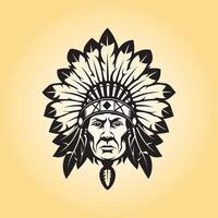 AI generated Native American  head wearing a crown illustration vector