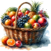 ai generado un cesta desbordante con Fresco frutas png