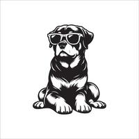 AI generated black and white Rottweiler Dog wearing sunglasses illustration vector