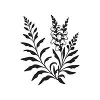 AI generated Antirrhinum flower silhouette black and white illustration vector