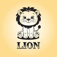 AI generated A Lion Cartoon vector illustration is on a yellow background