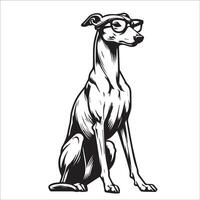 AI generated Whippet Dog wearing sunglasses illustration vector