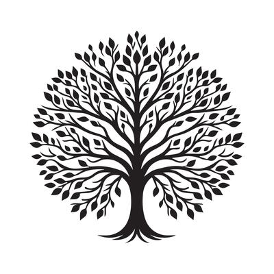 AI generated Simple tree decor silhouette vector illustration image abstract black tree