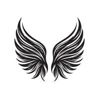 AI generated Angel wing silhouette illustration in black and white vector