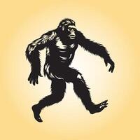 AI generated bigfoot walking silhouette vector illustration