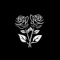 rosas - negro y blanco aislado icono - vector ilustración