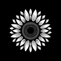 Sunflower, Black and White Vector illustration