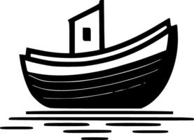 barco - negro y blanco aislado icono - vector ilustración