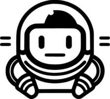 astronauta - negro y blanco aislado icono - vector ilustración