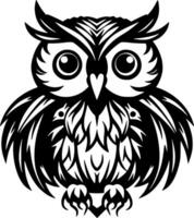 Owl Baby - Black and White Isolated Icon - Vector illustration