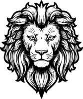 Lion, Black and White Vector illustration