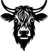 Highland Cow - Black and White Isolated Icon - Vector illustration