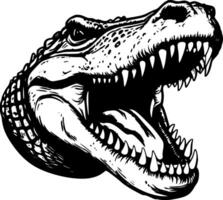 Crocodile - Black and White Isolated Icon - Vector illustration