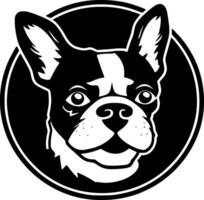 bostón terrier - negro y blanco aislado icono - vector ilustración