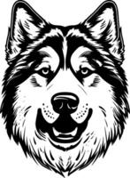 Alaska malamute - negro y blanco aislado icono - vector ilustración