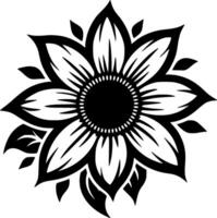 Sunflower, Black and White Vector illustration