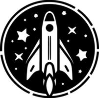 Rocket - Black and White Isolated Icon - Vector illustration