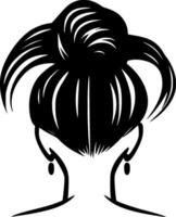 Messy Bun, Black and White Vector illustration