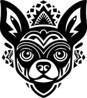 chihuahua - negro y blanco aislado icono - vector ilustración