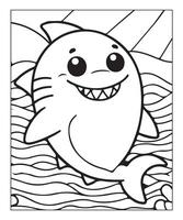 AI generated Ocean Shark coloring page, illustration vector