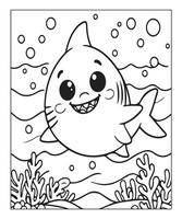 AI generated Ocean Shark coloring page, illustration vector