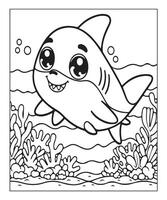 AI generated Ocean Shark coloring page, illustration vector