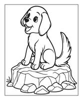 AI generated clean vector line art dog coloring page for kids