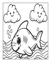 AI generated Ocean Shark coloring page, illustration vector