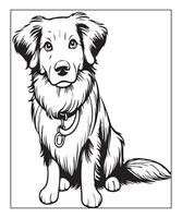 AI generated clean vector line art dog coloring page for kids