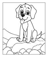 AI generated clean vector line art dog coloring page for kids