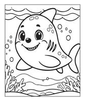 AI generated Ocean Shark coloring page, illustration vector