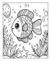 AI generated Fish coloring page for kids vector