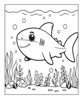 AI generated Ocean Shark coloring page, illustration vector