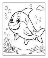 AI generated Ocean Shark coloring page, illustration vector