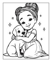 AI generated cute dog coloring page vector